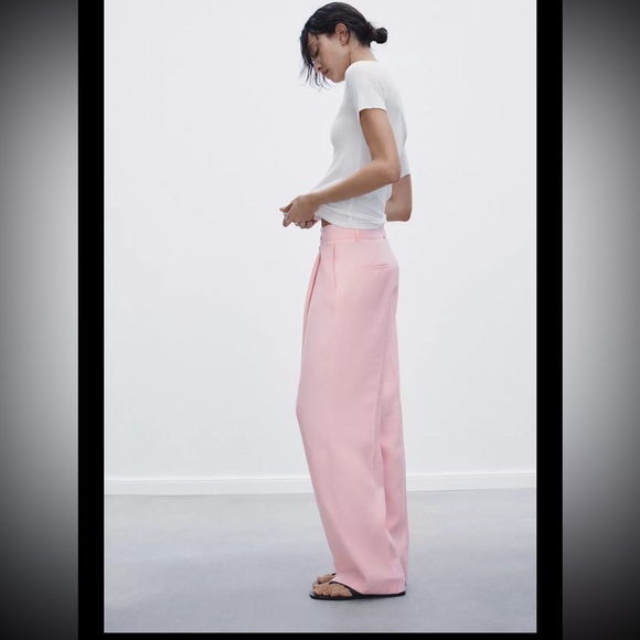 Zara pleated pastel pink wide leg pants - Picture 5 of 6